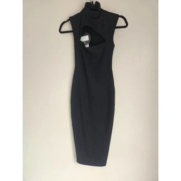 NWD Nookie Manhattan Midi Dress Size XS Black Cocktail Cutout Stretch - Picture 2 of 13
